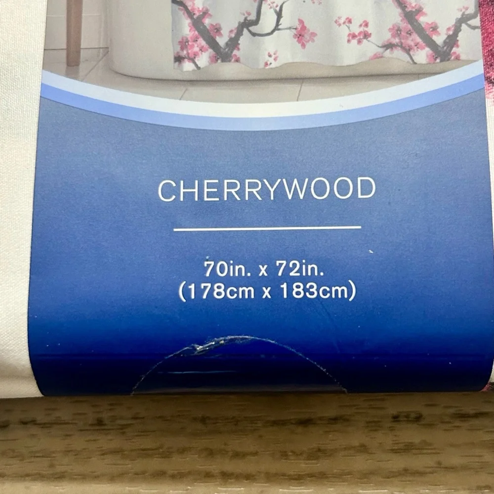 Maytex Cherrywood Blossom Floral Fabric Shower Curtain
